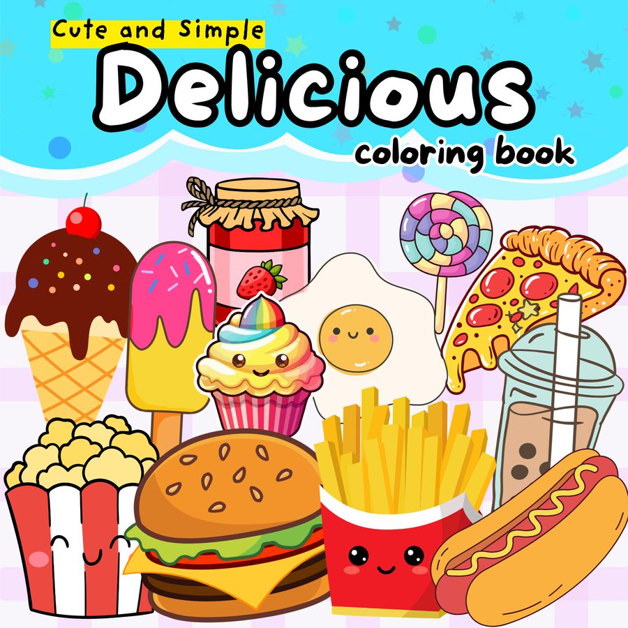 Cute and Simple Delicious Coloring Book